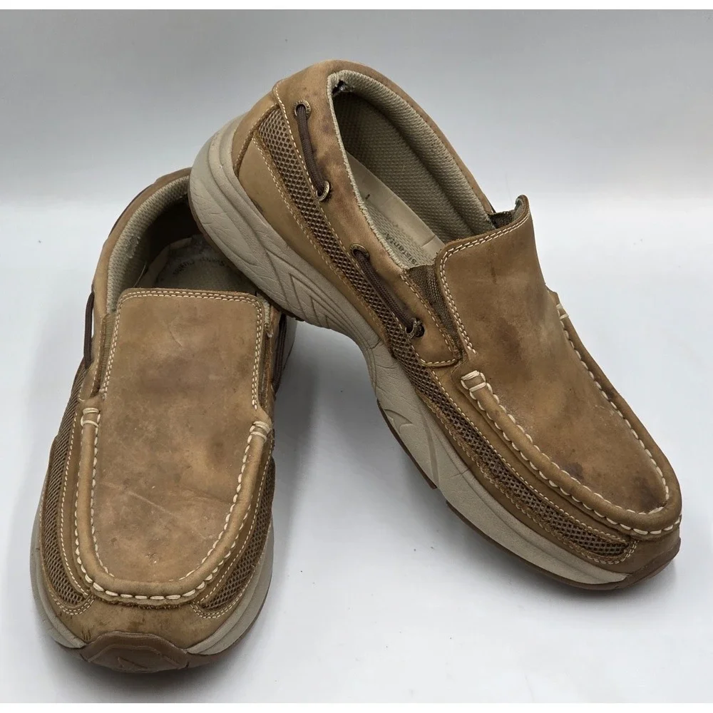 Rugged Shark Boat Shoes Men's 9.5M Atlantic Cognac Tan Leather Lace Up Comfort‎